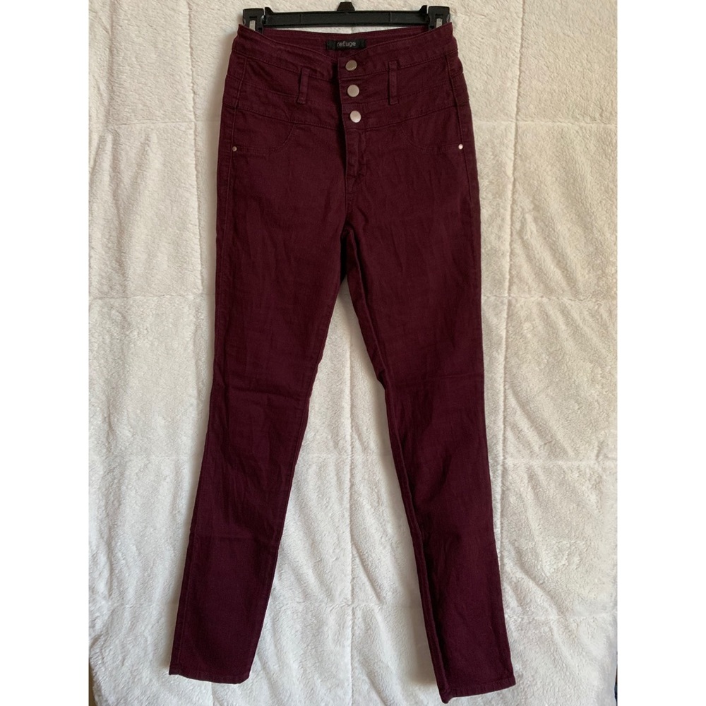 High-Waisted Maroon Jeans